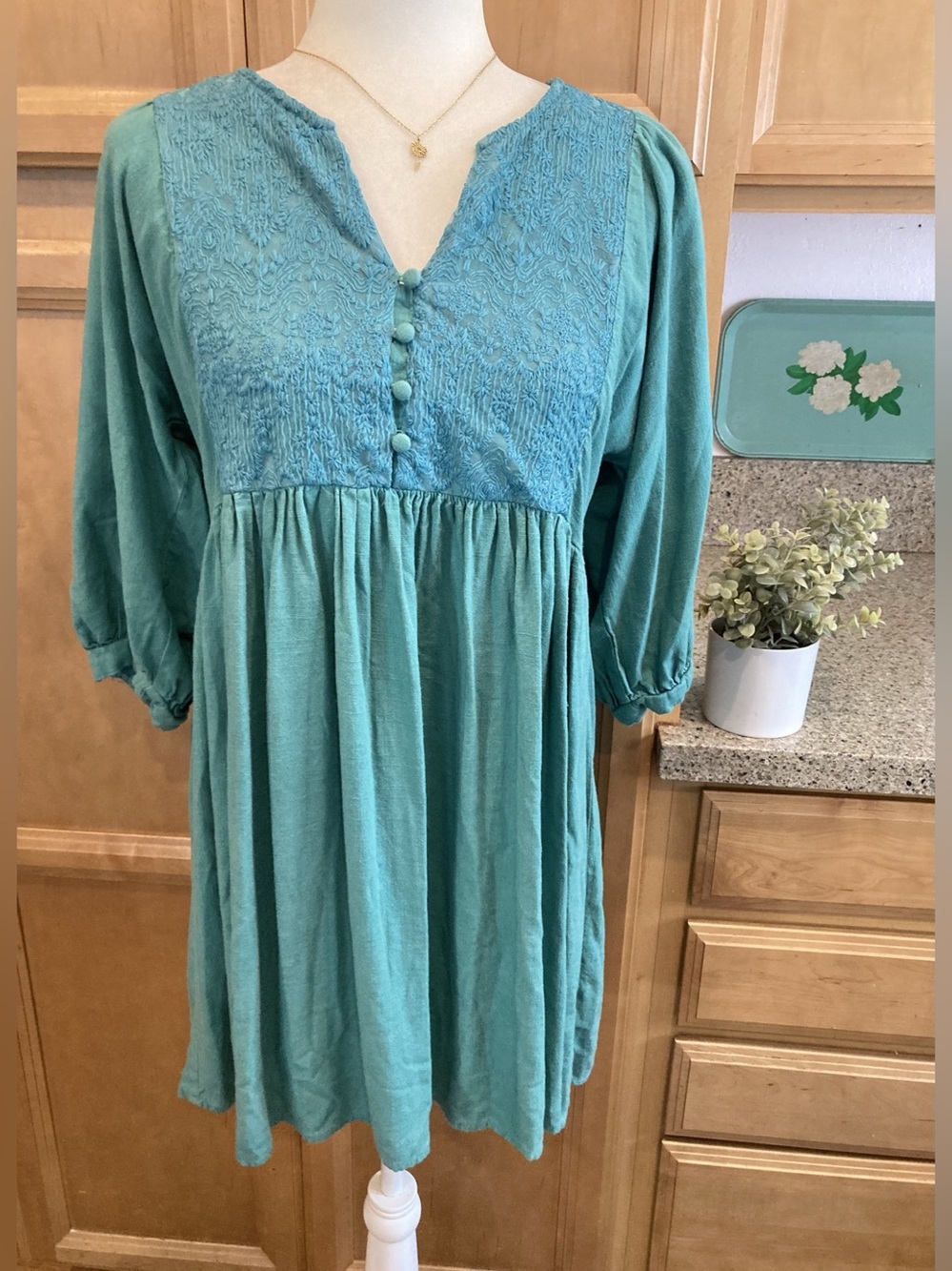Umgee Teal Mini Dress in Size Medium